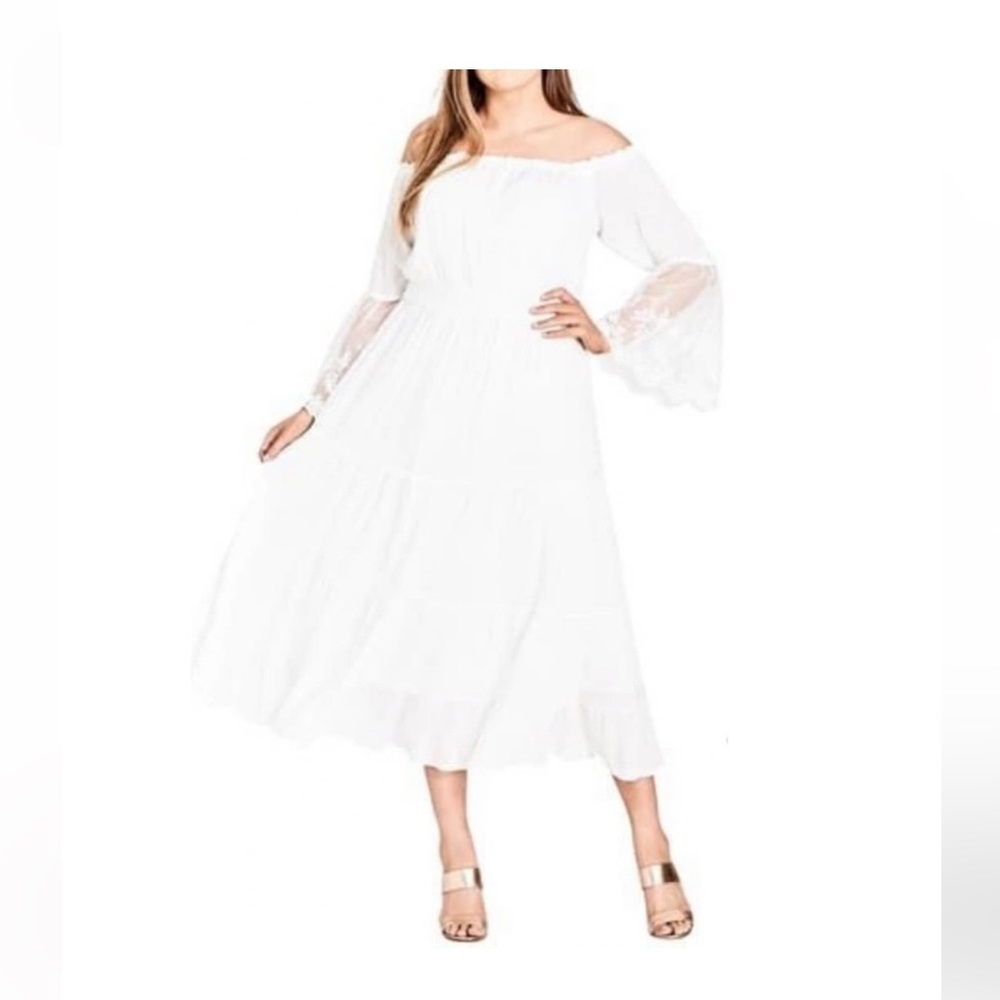 City chic ethereal ivory/white maxi dress size 18